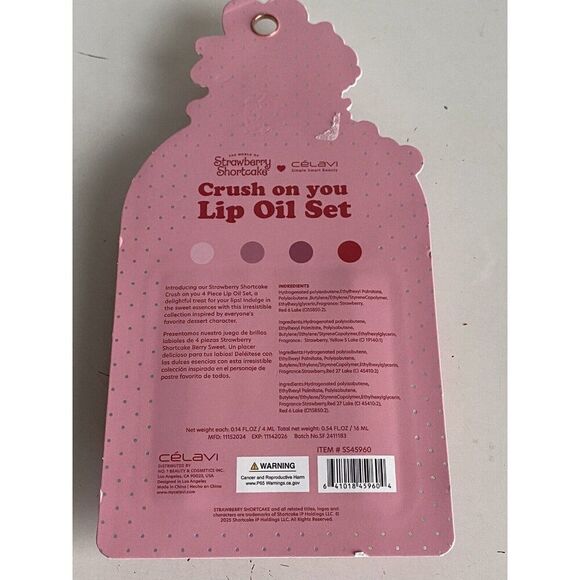 4 Pk Celavi Strawberry Shortcake Scented Tinted Lip Oils Crush On You Valentines - Picture 12 of 14
